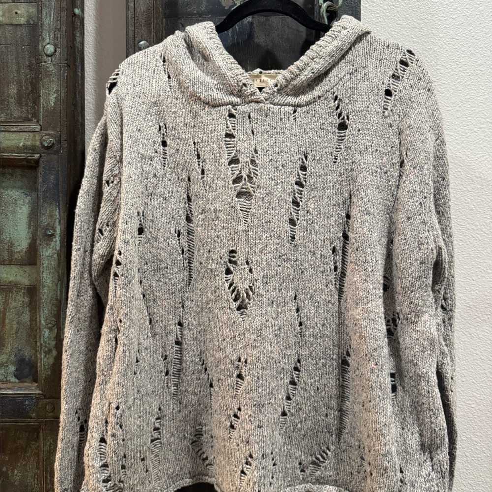 Lovestitch Distressed Gray Cowl Sweater